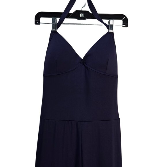 NWT | Navy Blue Halter Jumpsuit Romper Athleisure Butt Lifting Lounge | Large - Picture 2 of 6